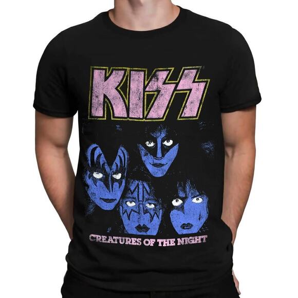 KISS Creatures of The Night T-Shirt Short Sleeve Crew Neck Tee Top Black NWT M - Picture 1 of 5